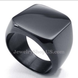Anello Liscio In Titanio Nero Da Uomo