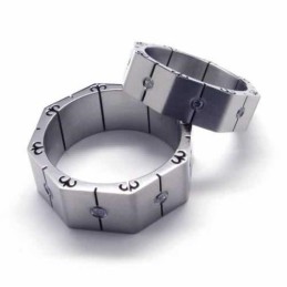 Anello A Fascia In Titanio Intarsiato Con Diamanti Da 8 Mm