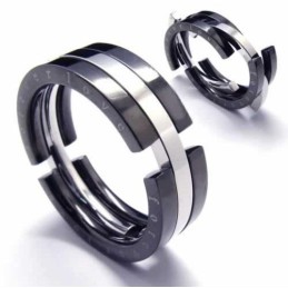 Anello Puzzle In Titanio Nero Da 8 Mm