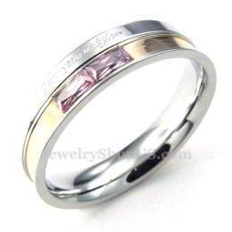 Anello Per Amanti In Titanio Con Strass Rossi