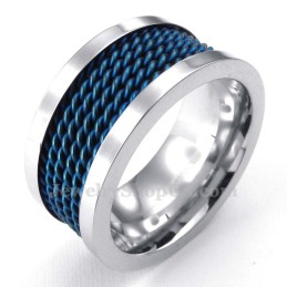 Anello In Titanio Con Filo Blu