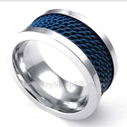 Anello In Titanio Con Filo Blu