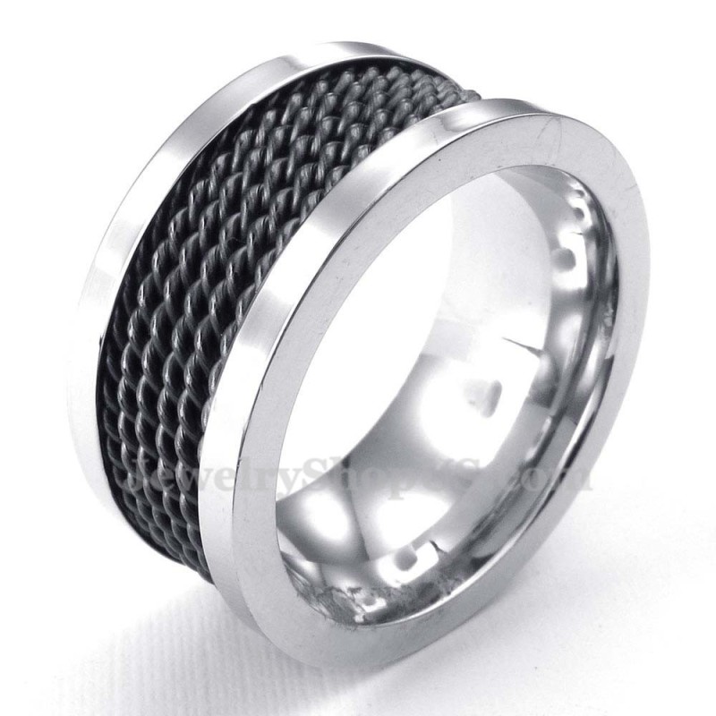 Anello In Titanio Con Filo Nero Anello In Titanio Con Filo Nero