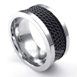 Anello In Titanio Con Filo Nero