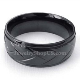 Anello In Titanio Con Fiore Di Hack Nero