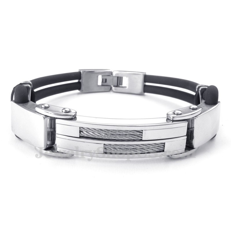Braccialetti In Titanio Nero Argento Con Filo Di Pelle Braccialetti In Titanio Nero Argento Con Filo Di Pelle