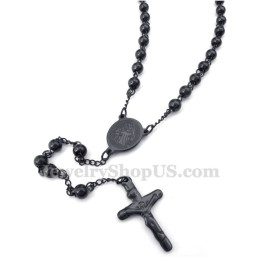 Collana Con Ciondolo Gesù In Titanio Nero