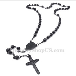 Collana Con Ciondolo Gesù In Titanio Nero