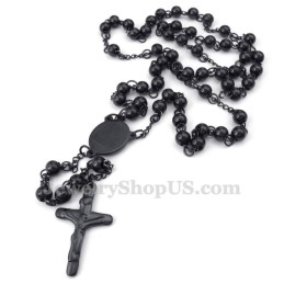 Collana Con Ciondolo Gesù In Titanio Nero