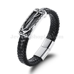 Bracciale In Pelle Di Titanio Da Uomo Squisito C948