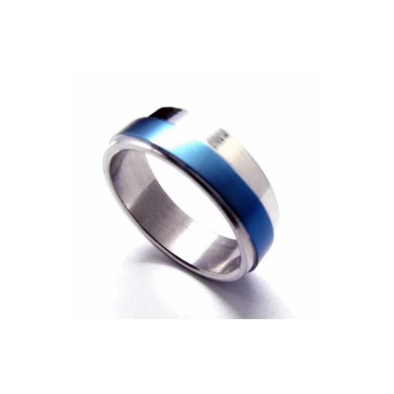 Anello Da Uomo In Titanio Blu Da 6 Mm Anello Da Uomo In Titanio Blu Da 6 Mm