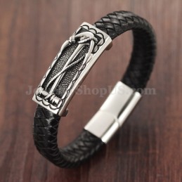 Bracciale In Pelle Di Titanio Da Uomo Squisito C948
