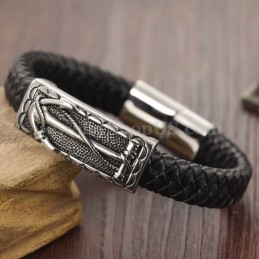Bracciale In Pelle Di Titanio Da Uomo Squisito C948