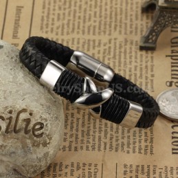 Bracciale In Pelle Di Titanio Da Uomo Alla Moda C902