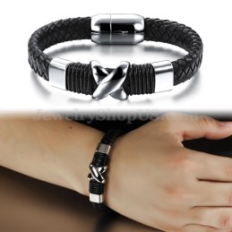 Bracciale In Pelle Di Titanio Da Uomo Alla Moda C902