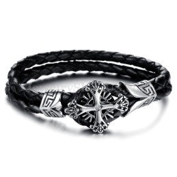 Bracciale In Pelle Di Titanio Lavorato A Maglia Personalizzato Da Uomo C869