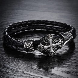 Bracciale In Pelle Di Titanio Lavorato A Maglia Personalizzato Da Uomo C869