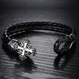 Bracciale In Pelle Di Titanio Lavorato A Maglia Personalizzato Da Uomo C869