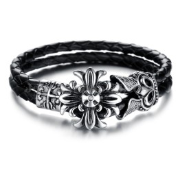 Bracciale In Pelle Di Titanio Da Uomo In Offerta C871
