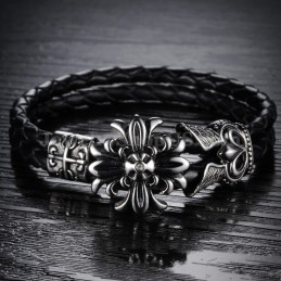Bracciale In Pelle Di Titanio Da Uomo In Offerta C871