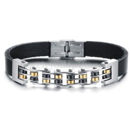 Bracciale In Pelle Di Titanio Da Uomo In Saldo C839