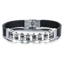 Bracciale In Pelle Di Titanio Da Uomo In Saldo C839