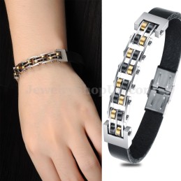Bracciale In Pelle Di Titanio Da Uomo In Saldo C839