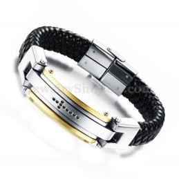 Bracciale Da Uomo In Titanio E Pelle Con Croce C918