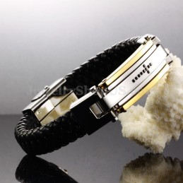 Bracciale Da Uomo In Titanio E Pelle Con Croce C918