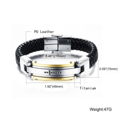 Bracciale Da Uomo In Titanio E Pelle Con Croce C918