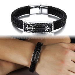 Bracciale In Pelle Di Titanio Da Uomo Squisito C896
