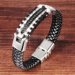 Grazioso Bracciale In Pelle Di Titanio Da Uomo C993