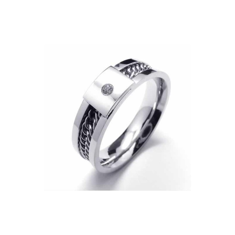 Anello A Fascia In Titanio Intarsiato Con Diamanti Da 6 Mm Anello A Fascia In Titanio Intarsiato Con Diamanti Da 6 Mm
