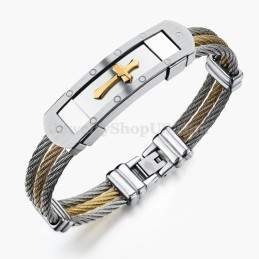 Bracciale Classico Da Uomo In Titanio Con Croce C782