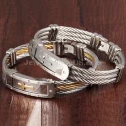 Bracciale Classico Da Uomo In Titanio Con Croce C782