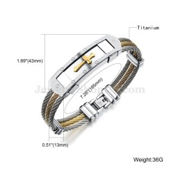 Bracciale Classico Da Uomo In Titanio Con Croce C782