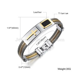 Bracciale Da Uomo In Titanio E Oro Con Croce C785
