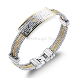Bracciale Da Uomo In Titanio Con Croce In Oro E Argento C759