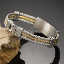 Bracciale Da Uomo In Titanio Con Croce In Oro E Argento C759