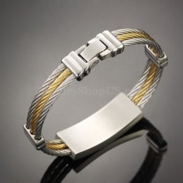 Bracciale Da Uomo In Titanio Con Croce In Oro E Argento C759
