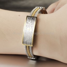 Bracciale Da Uomo In Titanio Con Croce In Oro E Argento C759