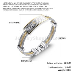 Bracciale Da Uomo In Titanio Con Croce In Oro E Argento C759