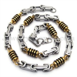 Collana Con Catena In Titanio Argento E Oro Da Uomo
