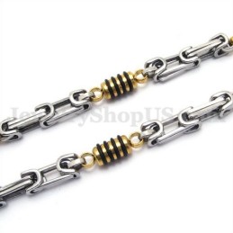 Collana Con Catena In Titanio Argento E Oro Da Uomo