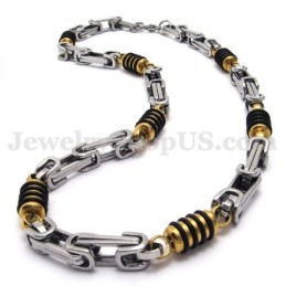 Collana Con Catena In Titanio Argento E Oro Da Uomo