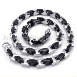 Splendida Collana Con Catena In Titanio Nero Da Uomo