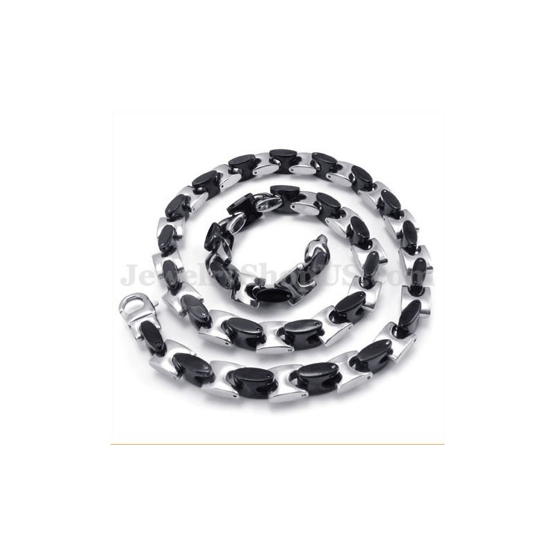 Splendida Collana Con Catena In Titanio Nero Da Uomo Splendida Collana Con Catena In Titanio Nero Da Uomo