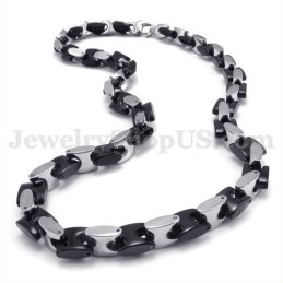 Splendida Collana Con Catena In Titanio Nero Da Uomo