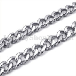 Collana Con Catena In Titanio Argento Sexy Da Uomo