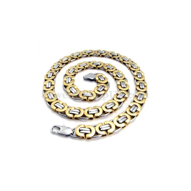 Squisita Collana Da Uomo In Titanio Con Catena In Oro Squisita Collana Da Uomo In Titanio Con Catena In Oro